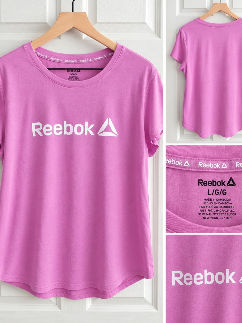 Reebok Women's Bright Pink Short-Sleeve Logo Tee